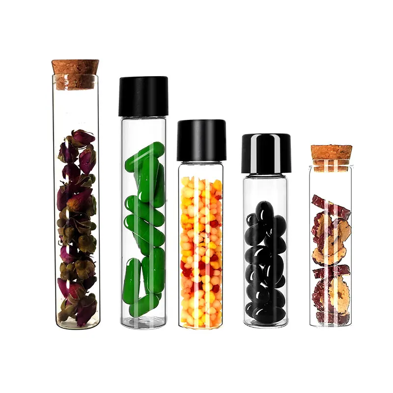 Customize Borosilicate Crystal Clear Glass Tubes for Storing Small, Medium or King Size Cones with Child Proof Caps