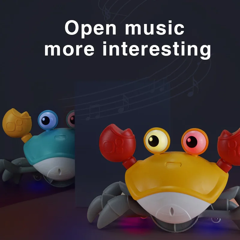 Crawling crab baby toy with music and LED lights will automatically avoid obstacles sensing escape Crawling crab toy baby gift