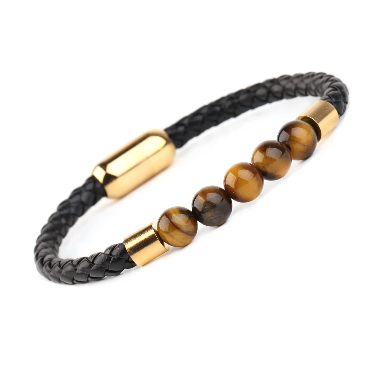 Мужские модные кожаные браслеты из нержавеющей стали черный браслет с бисером для свадебной вечеринки и подарка