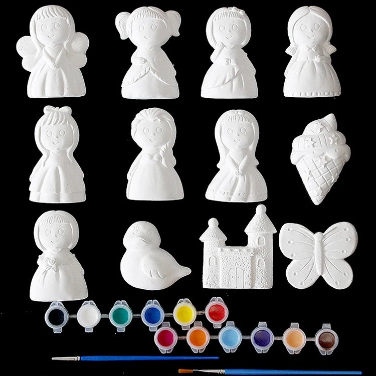 Wholesale kids diy painting sets paint gypsum doll for DIY
