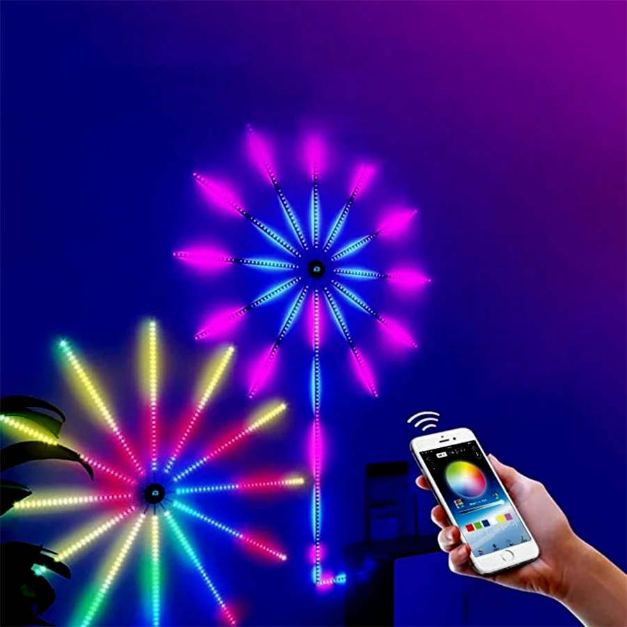 JEJA Firework LED Strip Lights Bedroom Music Sync Phone APP and Remote Control Firework LED Light for Christmas Party Bar KTV
