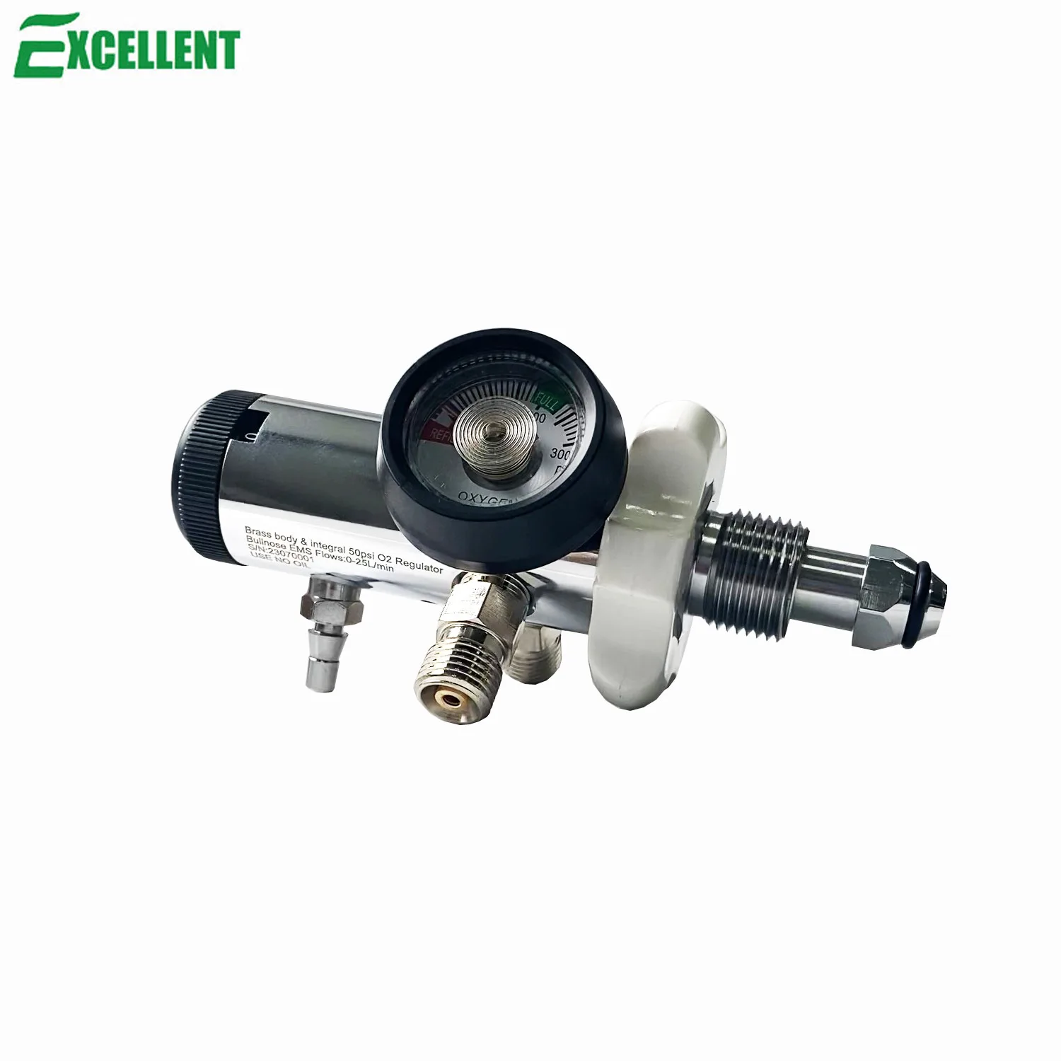 Bullnose EMS Medical Oxygen Pressure Regulators for Oxygen Therapy Hospital Equipment 25LPM, Brass Internal