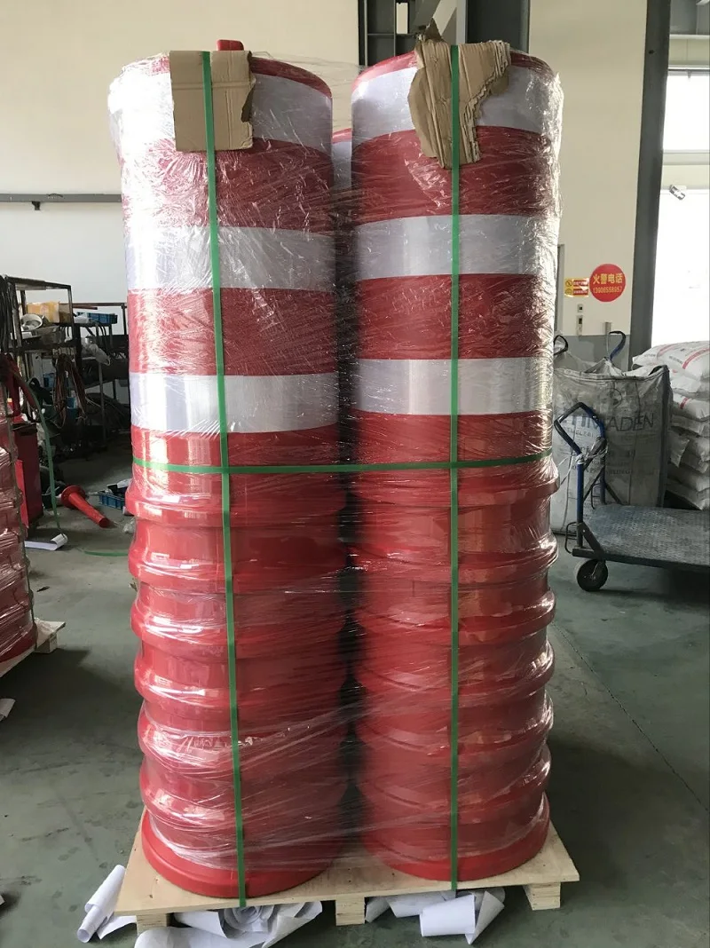 Roadside Construction Warning Reflective Tape Plastic Rubber Base Traffic Barrel Drum