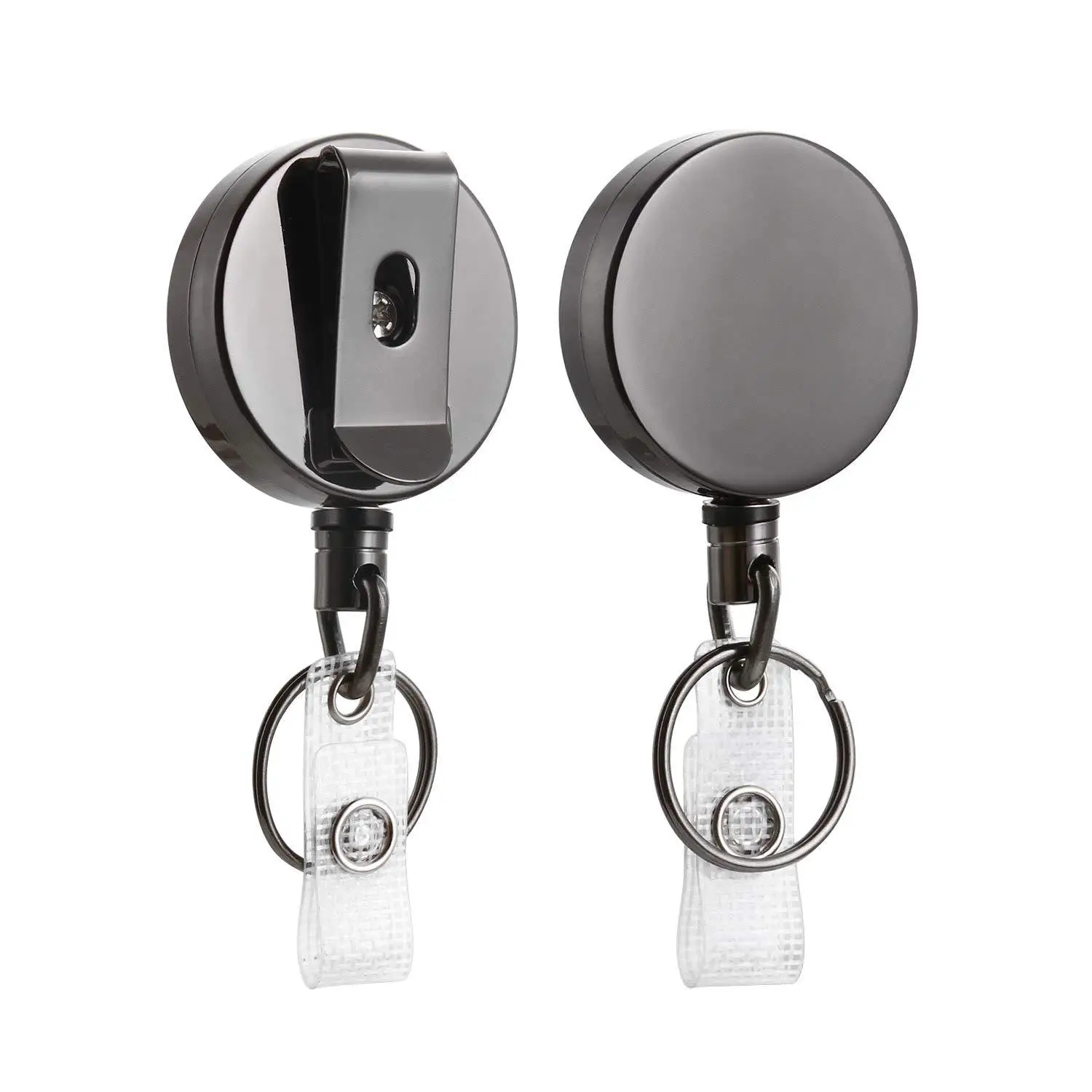 4cm Diameter Heavy Duty cable reel Retractable Reel Metal waterproof ID Badge Holder with Belt Clip Key Ring for Name Card