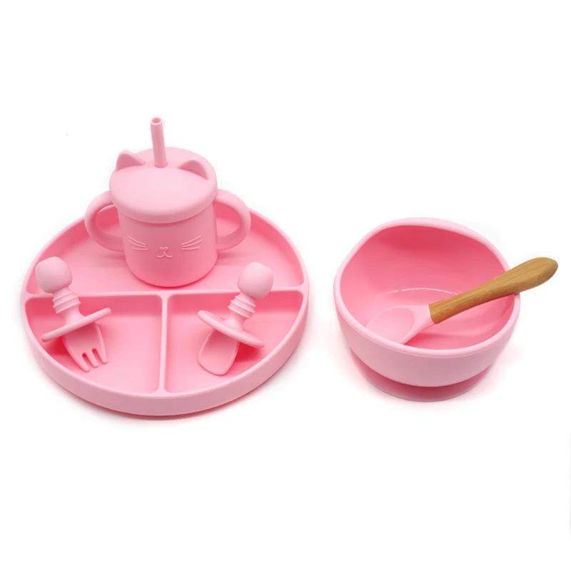 Custom bpa free feeding silicon plate set