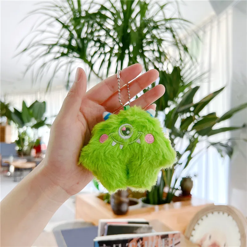 Cartoon cute little monster girl plush keychains toys pendant bag charms pendant kawaii plush doll stuffed animals wholesale