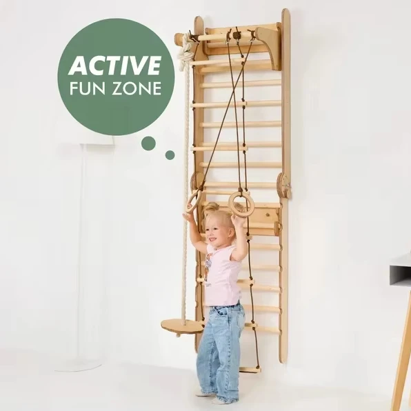 202406 Toddler Playground Gift for kids Swedish Ladder Montessori   Play gym climber Climbing wall Toddler climbing gym