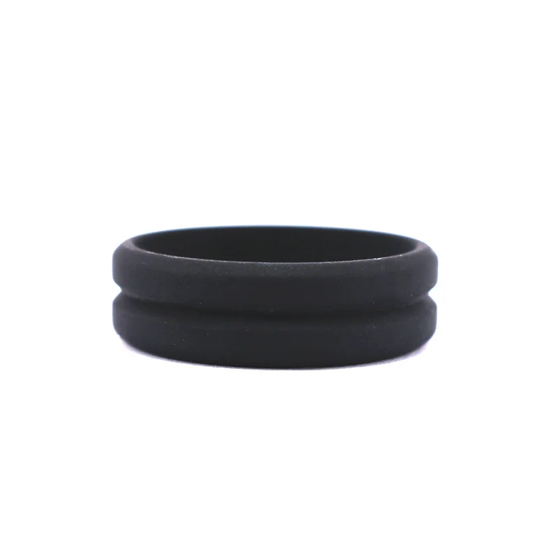 Brushed Top Beveled Edges Durable Rubber Wedding Ring for Sports,Black Silicone Ring for Gym, Outdoors Silicone Ring