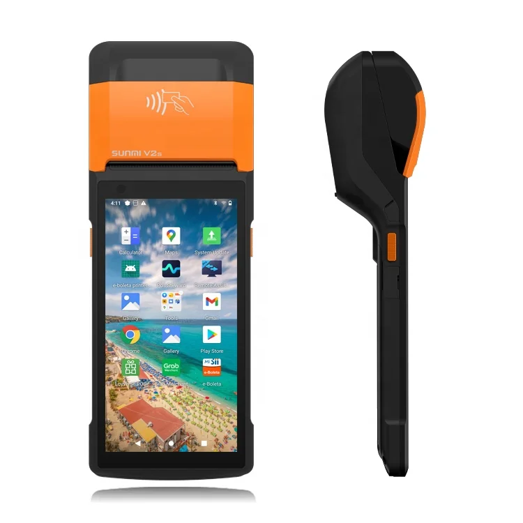 Sunmi V2S handheld pos terminal All in one mobile android touch screen code scanner receipt printing Pos Machine