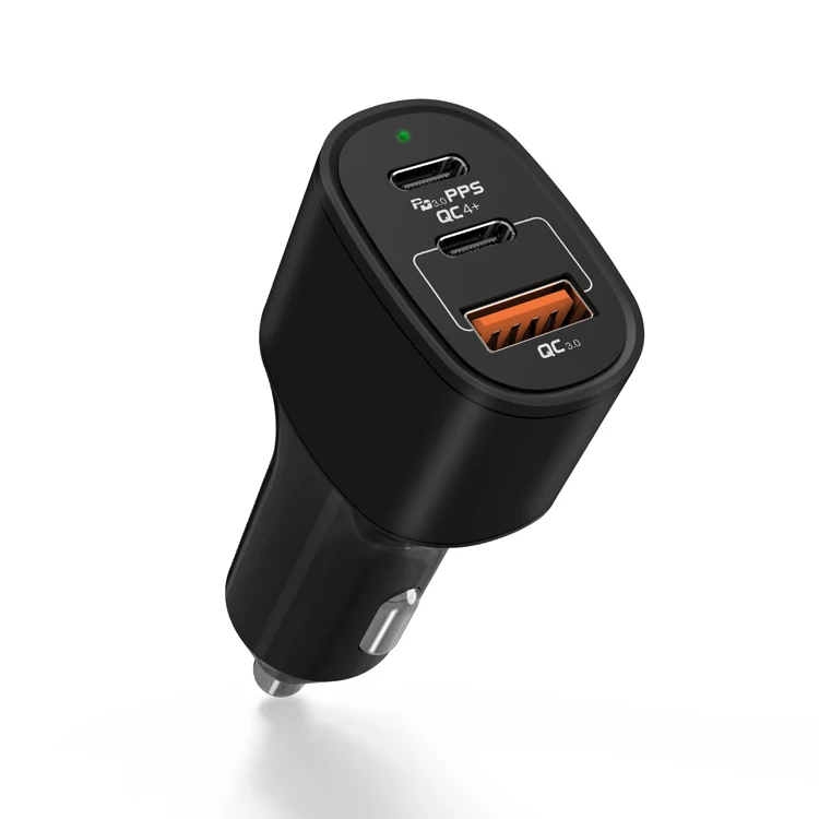 3 port 60W USB C PD Car Charger, Dual 30W PD Ports and 18W QC 3.0 Adapter Fast Charging laptop/ Phone 11 Pro Max/XS