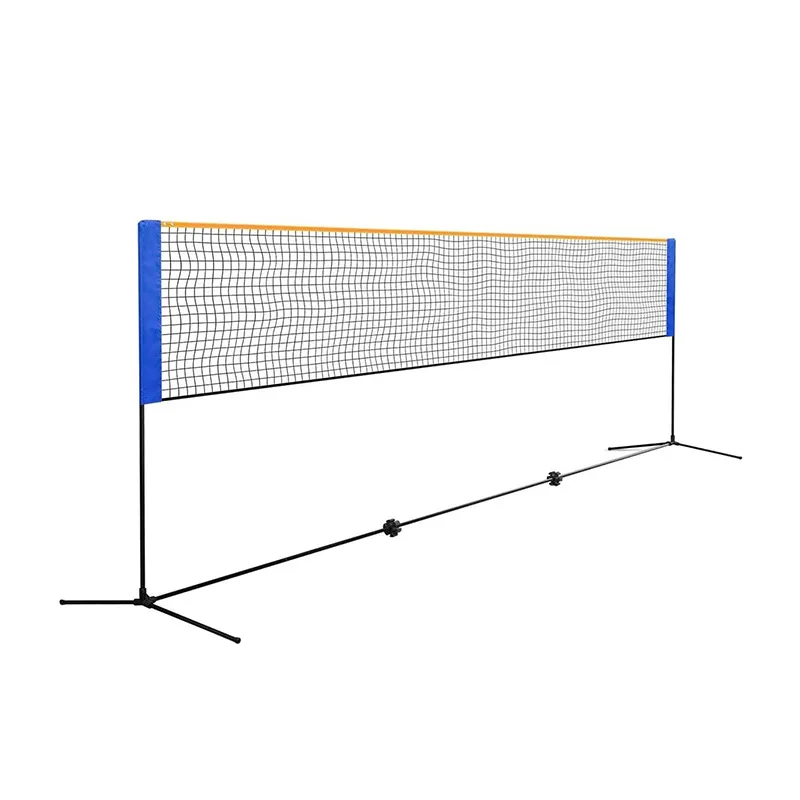 Factory steel portable badminton net stand with a moving wheel