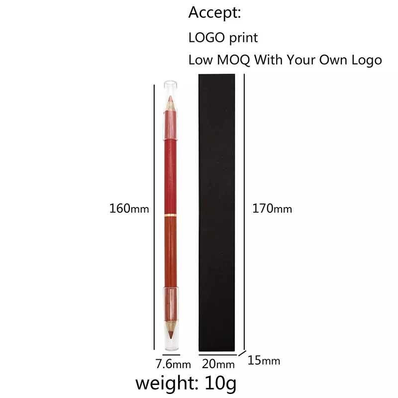 hot selling double-headed lip liner pencil custom logo  pink matte luxury vegan waterproof lip liner private label wholesale