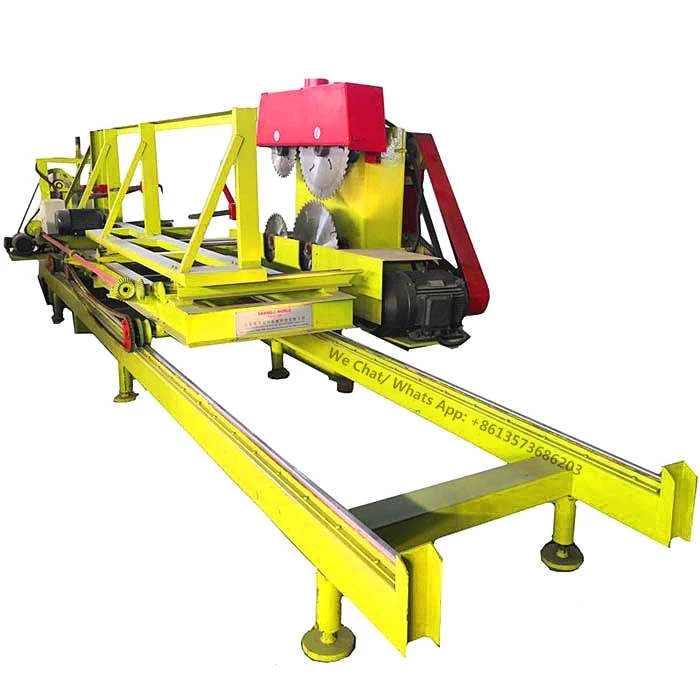 Crossing Cutting Four Blades Circular Saw Mills Wood Cutting Machine With Log Carriage