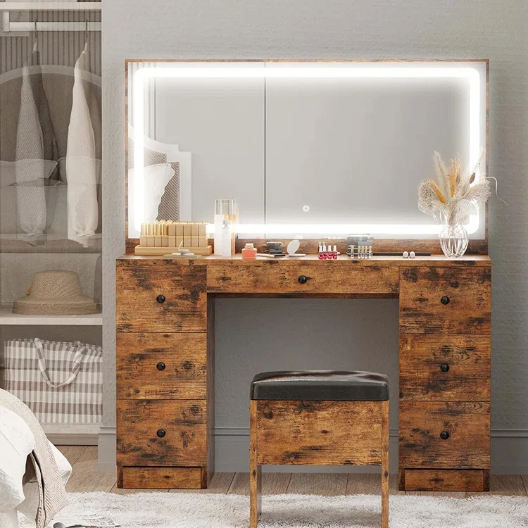 Trendy Dressing Table Dresser Set Toilet Tables Makeup White Vanity With Mirror and Chair