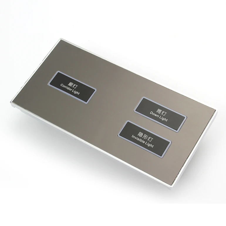 RCU Integrated Smart Hotel Home Using 2-Connected Control Panel with Soft Touch LED Button Switch