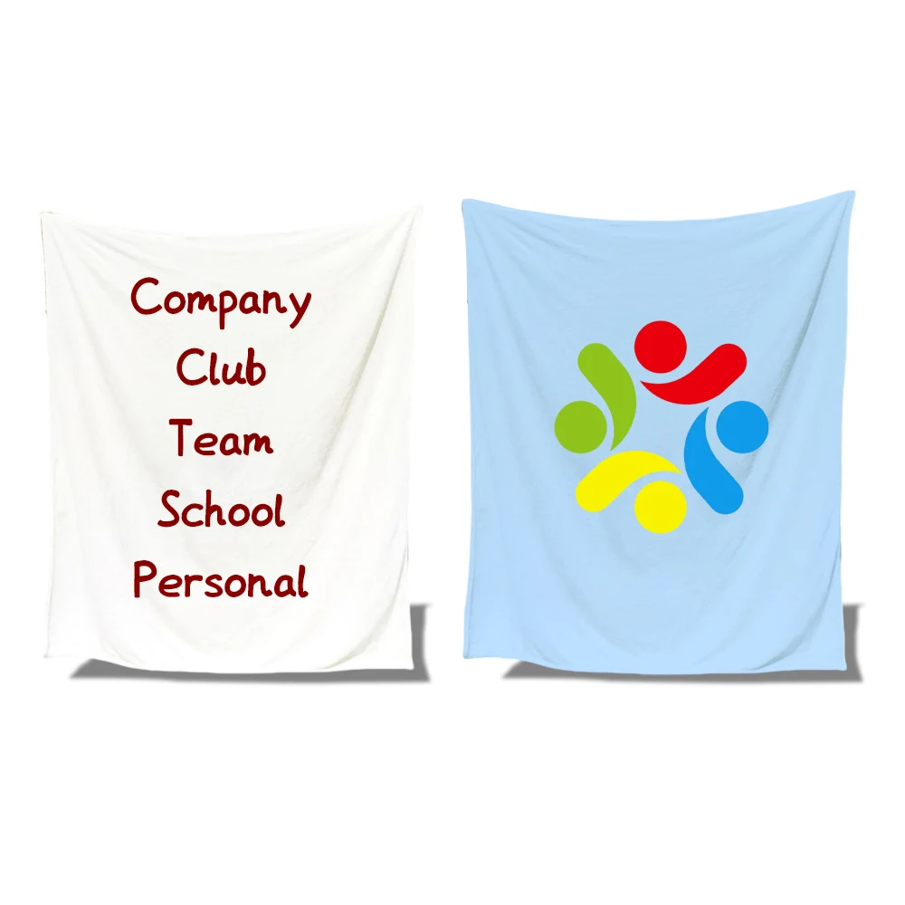 Luxury Plush Polyester Customized Soft Printed Bedding Throw Custom Logo Flannel and Fleece Blanket with Design on Both Sides