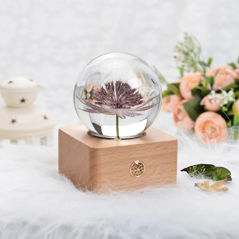 Customize Home Decorations Fresh Flower Crystal Ball Lampara Flor Led Night Light