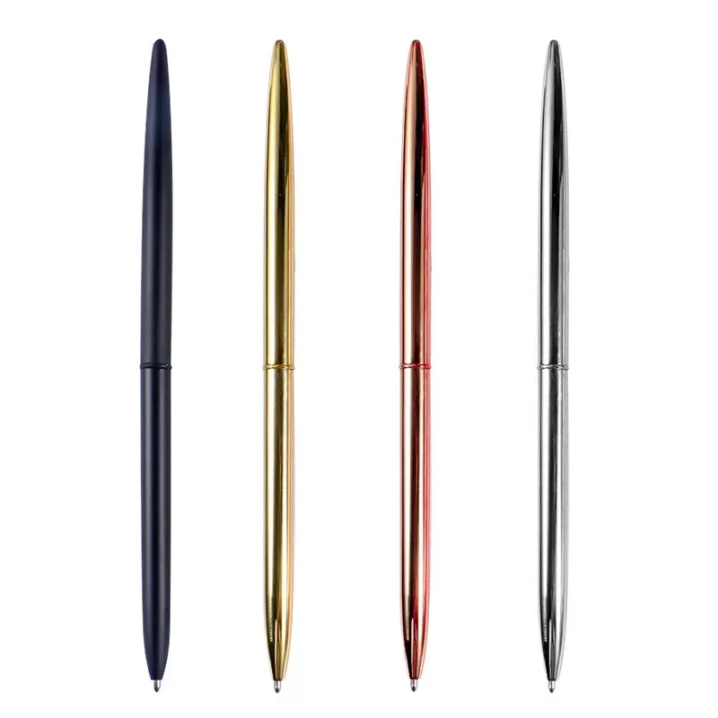 custom logo promotional slim thin metal gift ball pen with stainless