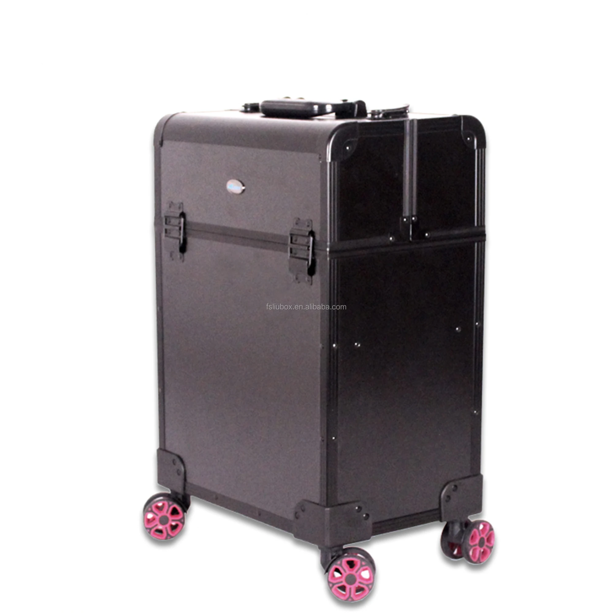 Aluminum  cosmetic case Professional   with basket trolley  beauty case with trays
