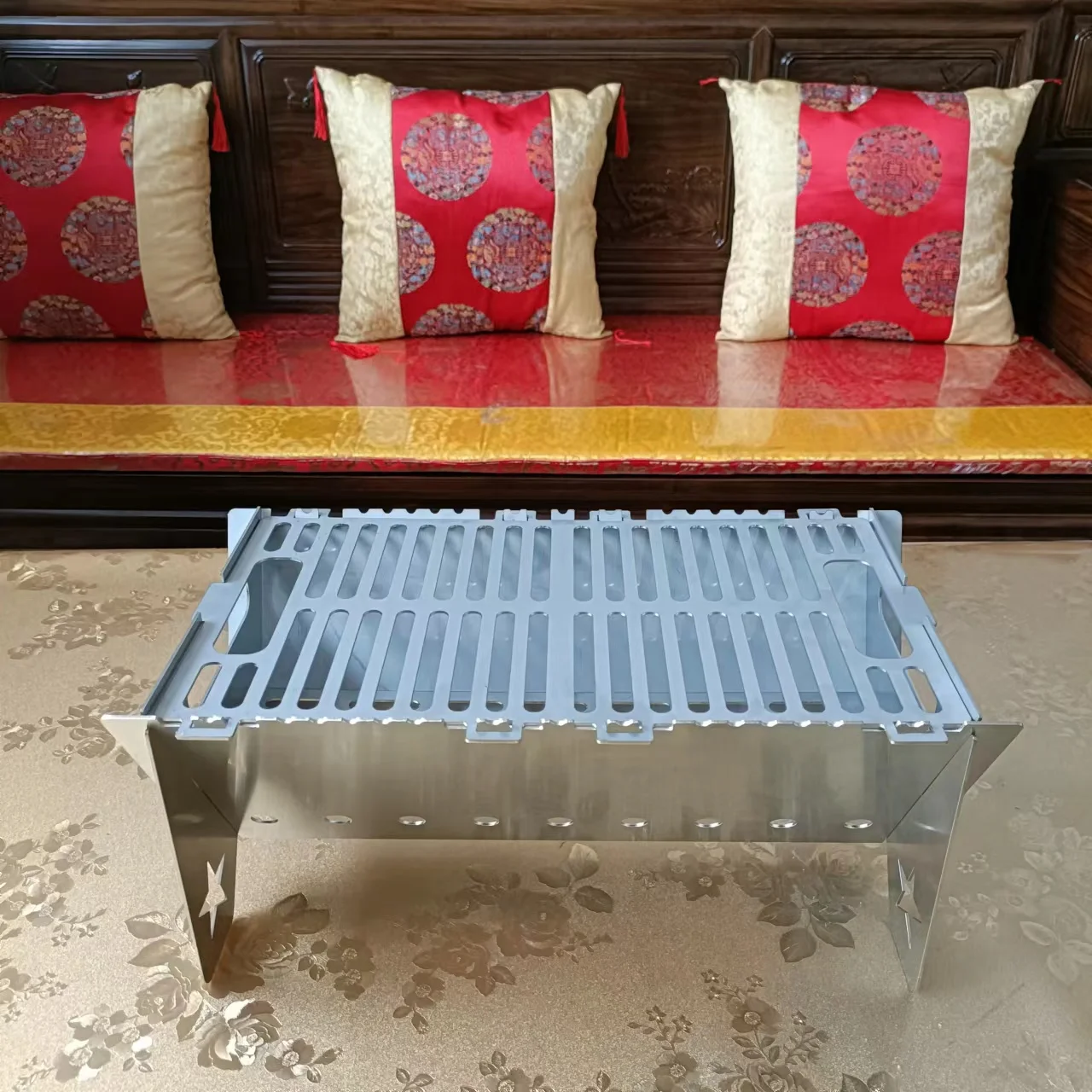 Outdoor tabletop Mini folding portable bbq grill disposable stainless steel charcoal barbeque grill