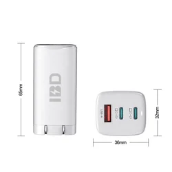 GaN tech charger PD 65W Home Travel Charger with 3 ports PD Wall Charger