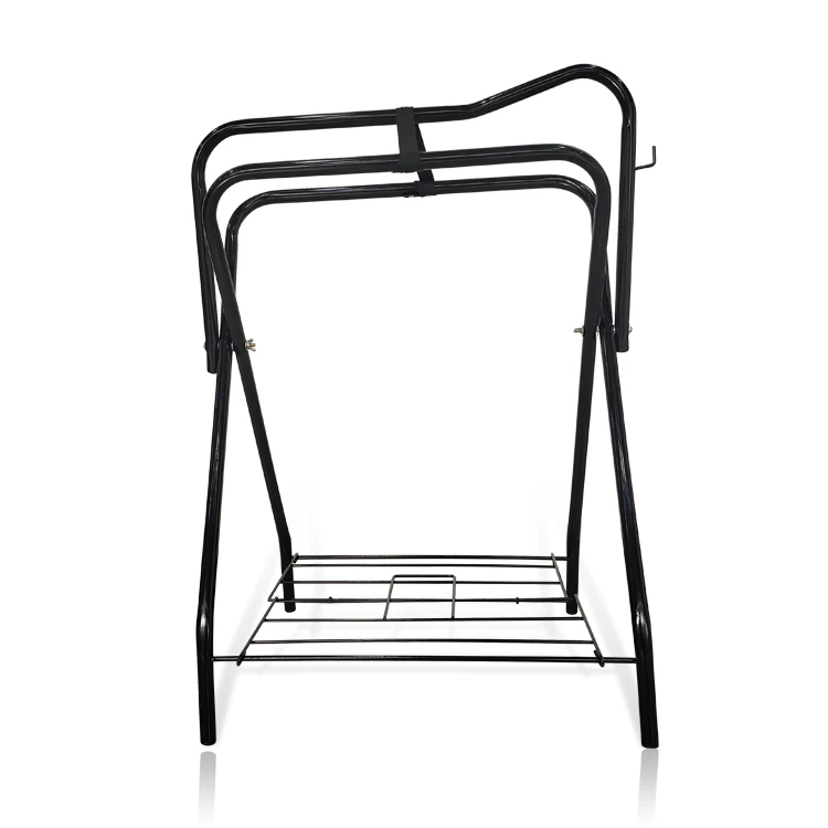 JH-Mech Holds More Weight Freestanding Folding Horse Saddle Stand Tubular Steel Portable Saddle Rack