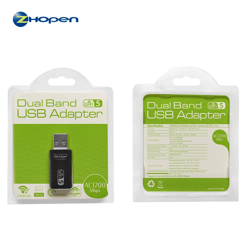 high speed rtl8812bu AC1200 (866+300) mbps wireless usb wifi adapter dual band 802.11 2.4G&5G lan card for laptop desktop