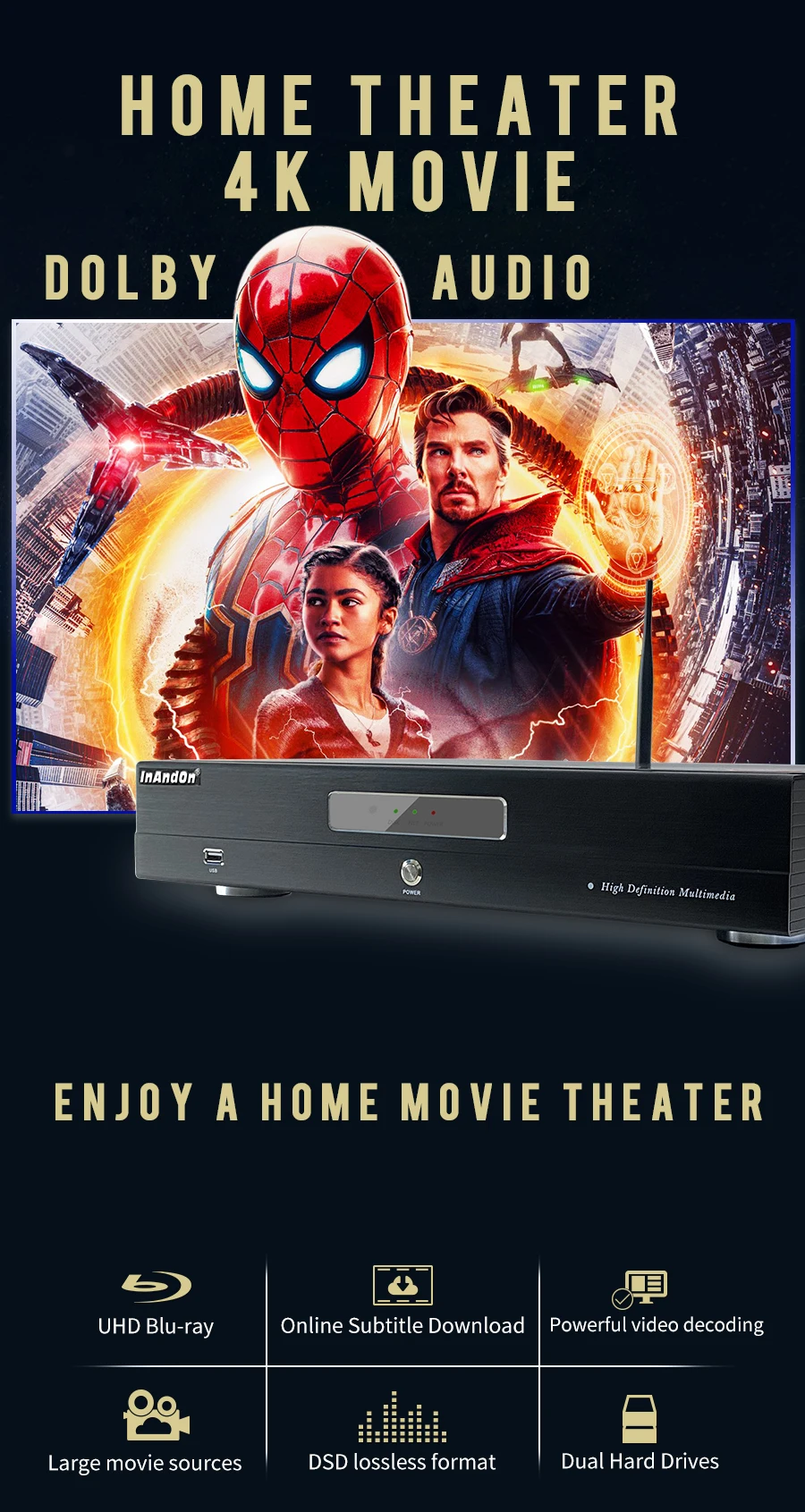 InAndOn 2022 Latest S100 System 4T 4K Movies Output Karaoke Player Hot Selling Karaoke System Karaoke Machine