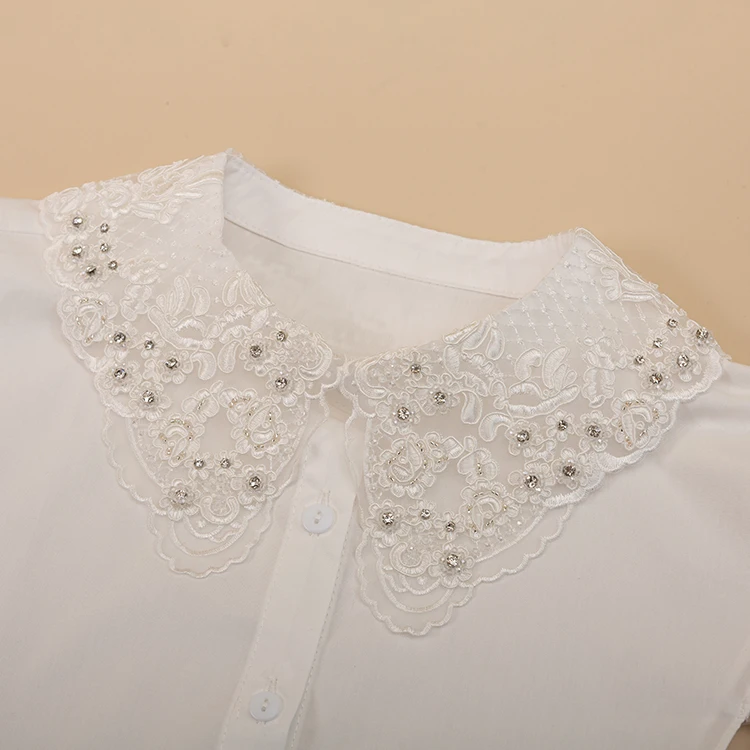 China manufacturer embroidery woman detachable collar shirt in stock fake collar
