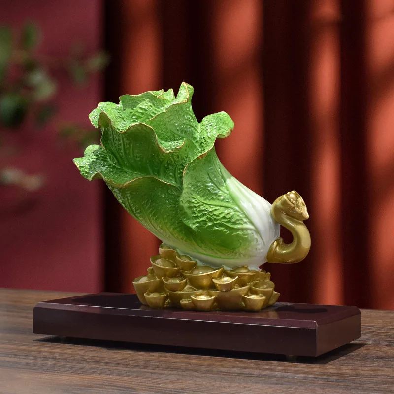 New Arrival Cabbage Sculpture decoration Chinese Fengshui Lucky Figurines porch living room office wine cabinet artificial decor