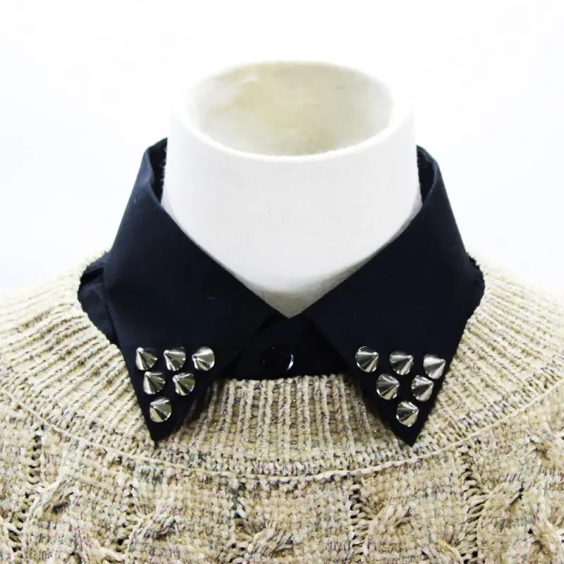 Fashion New Hot Selling Punk Studs Rivets Ladies Shirt Faux Cotton Collar Necklace