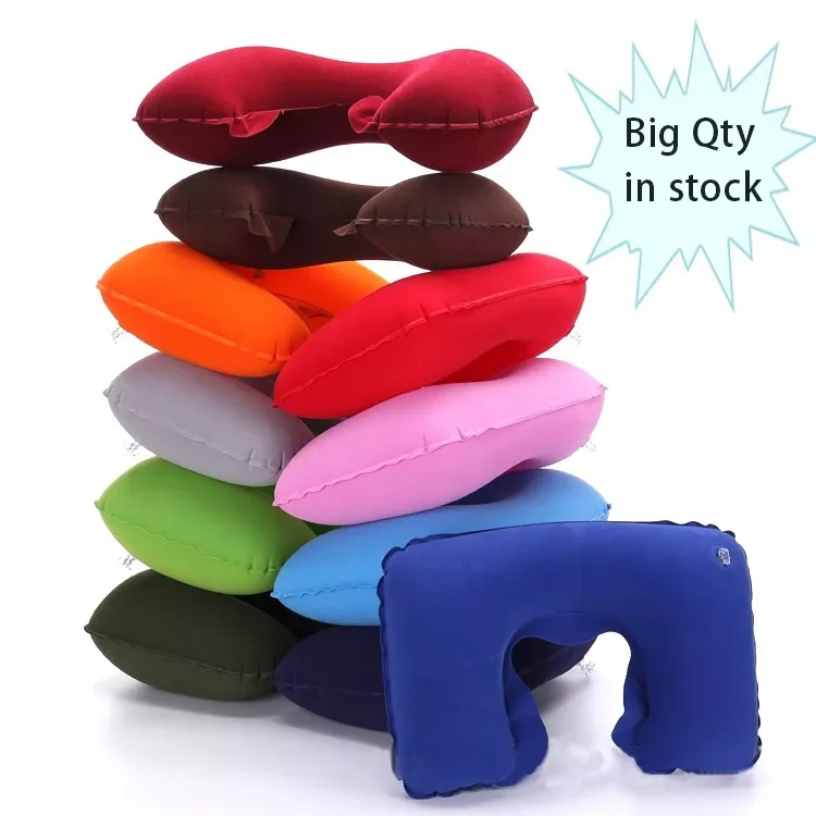 Hot Seller Comfortable U shape Colorful Air Inflatable Travel Flying Rest Neck Pillow