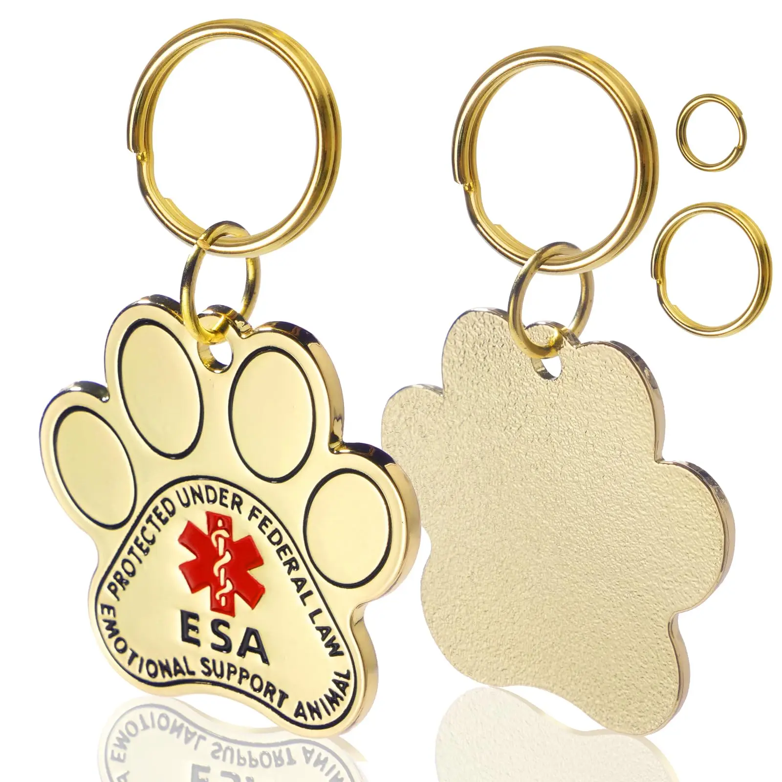 Custom Personalized Boutique Large Size Gold Stainless Steel Dog Name Tags Emotional Support For Engraving Pet Dog Cat