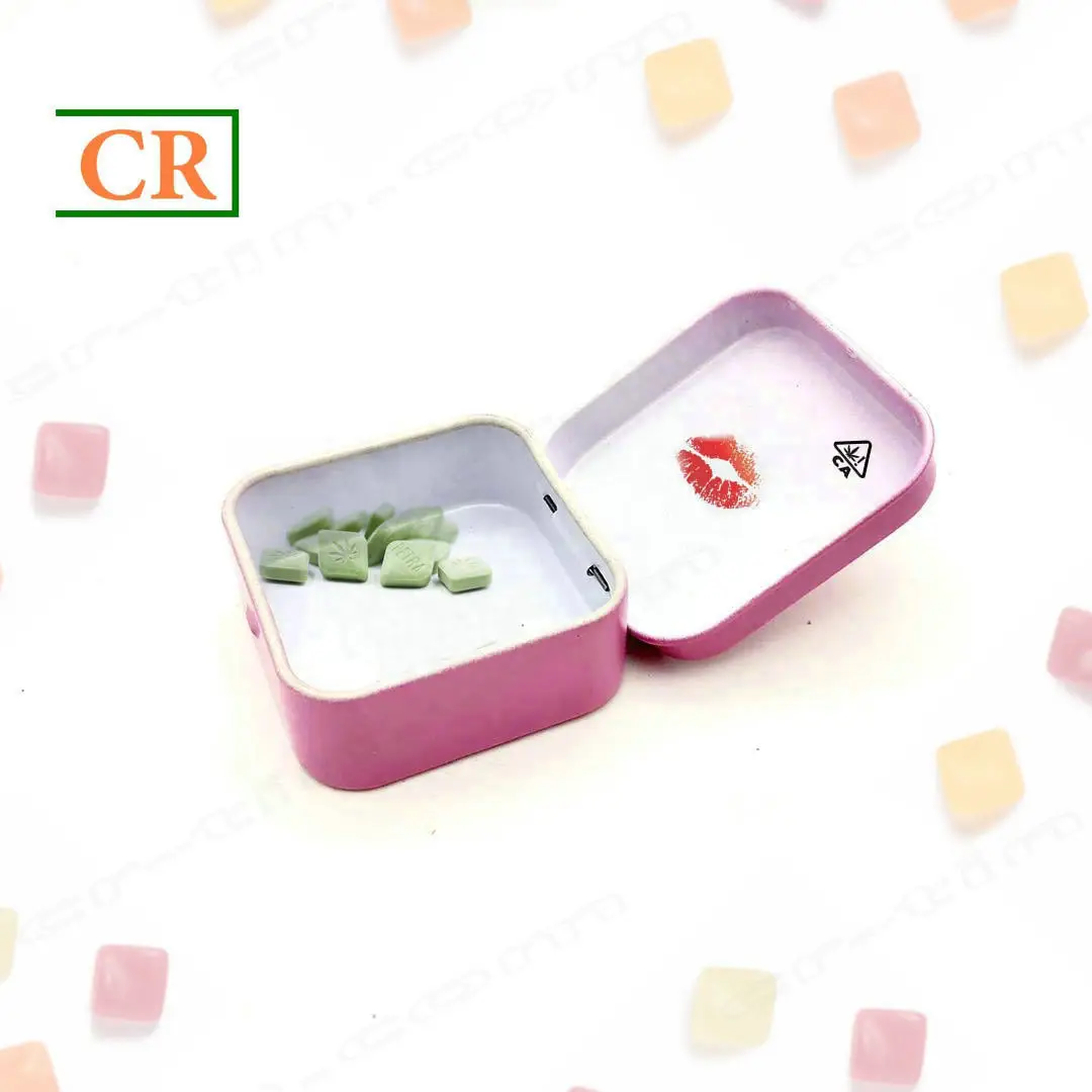 Child Resistant Certified Squared Hinged Small Tin Case for Mints Packaging with Double Size Printing