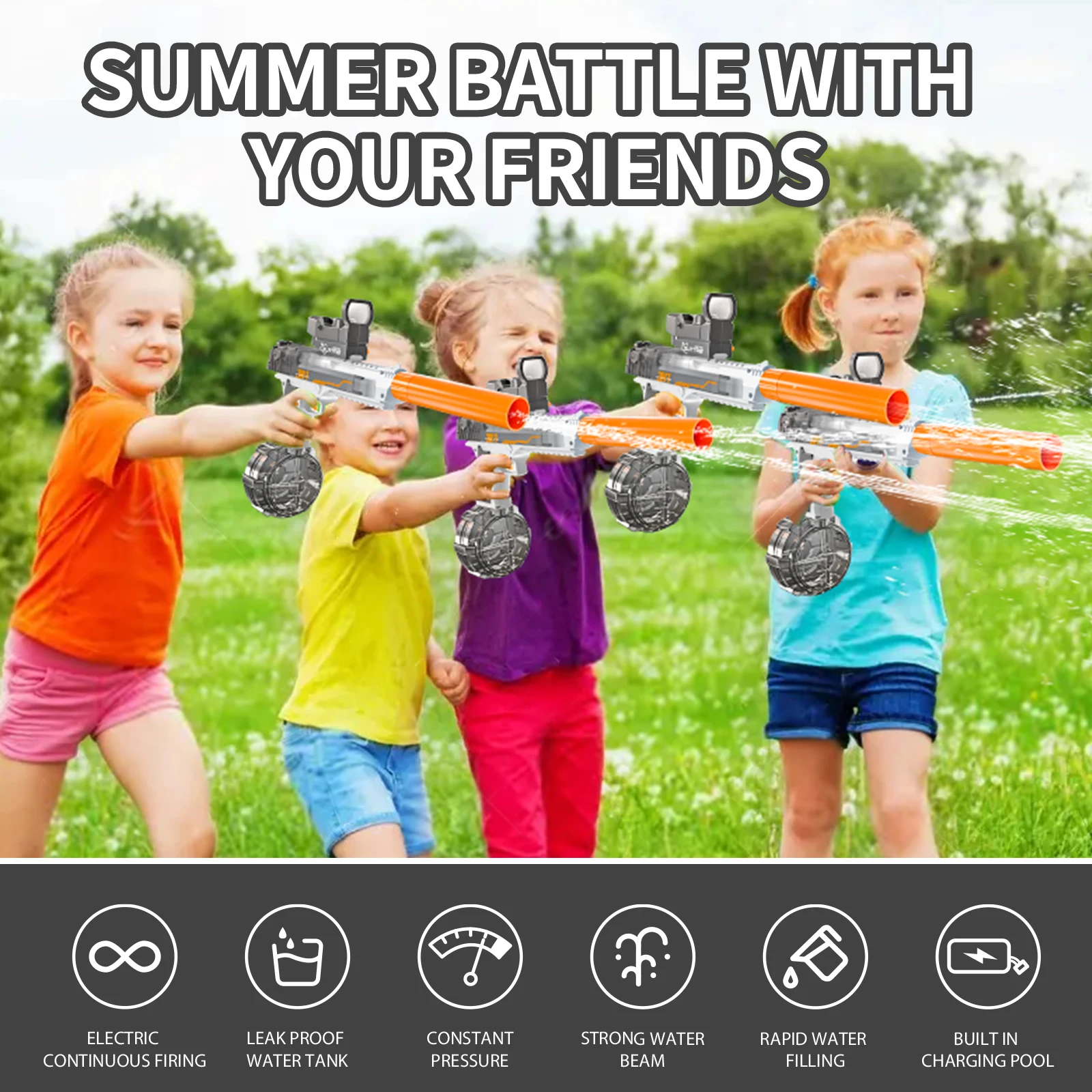 White Gray Electric Water Gun Desert Eagle Linkage 2024 Custom Summer Outdoor Beach Toys Water Gun Long Distance for Children