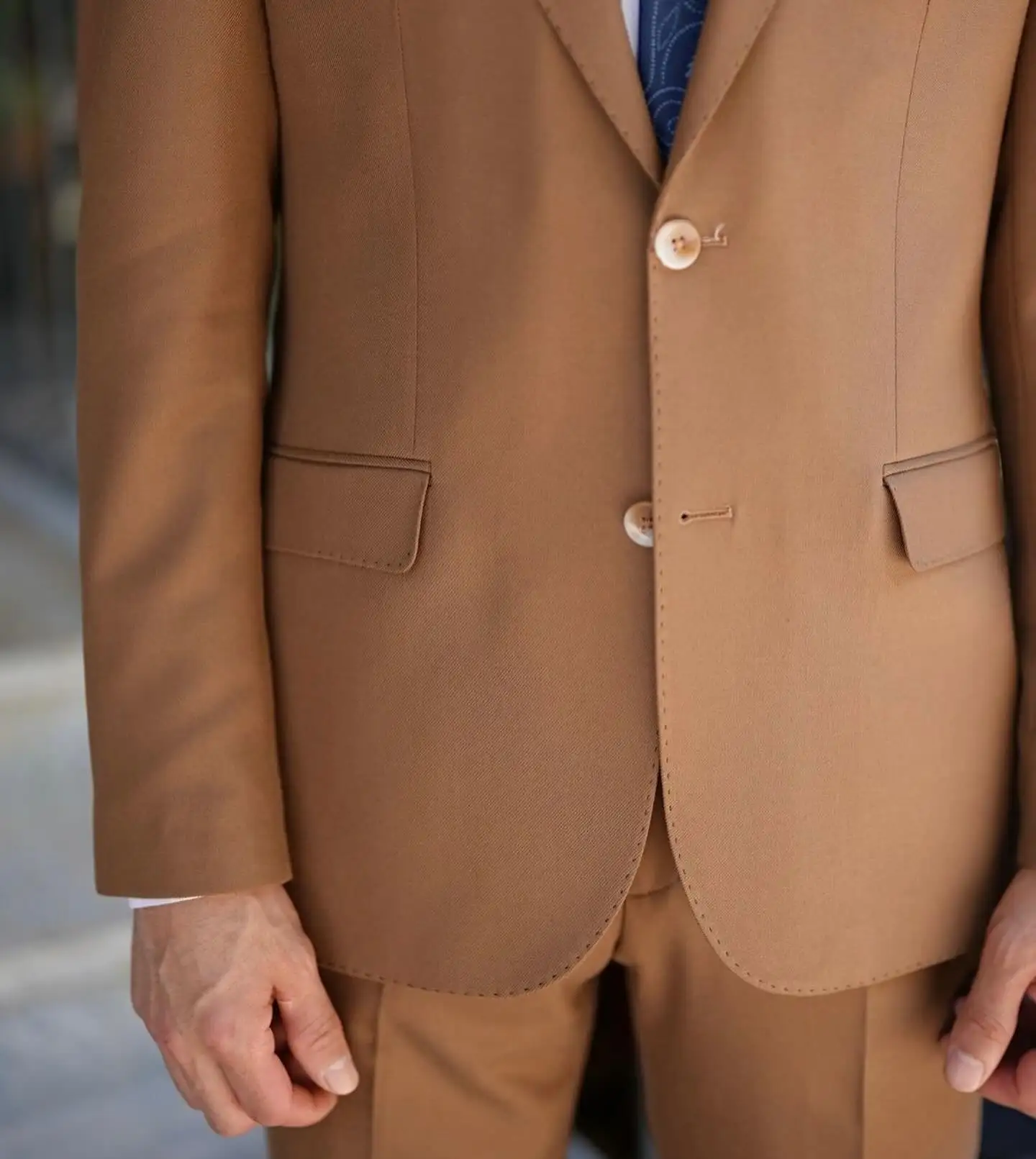 Custom Fashion Design Brown Khaki Men Suit Slim Fit Business Blazer Suit For Men
