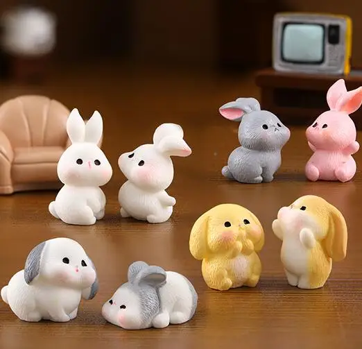 Wholesale Cute Resin Rabbits Charms Miniature Animals Charms Landscape Decoration Accessories