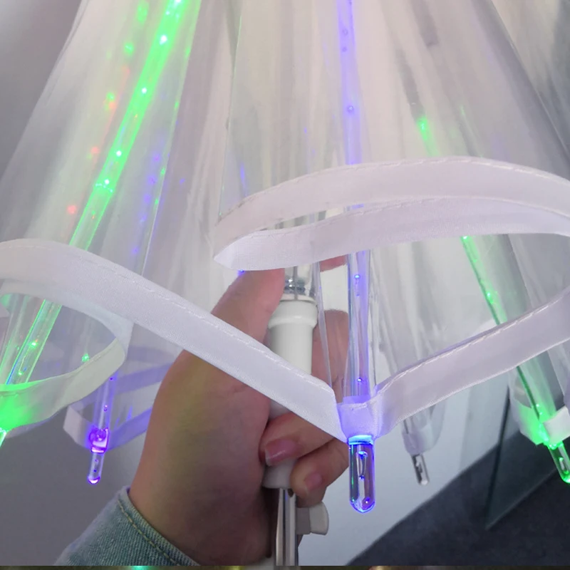 Printed Flashlight Led Lighting Bubble Dome Kids Oversized Transparent Custom clear Umbrella