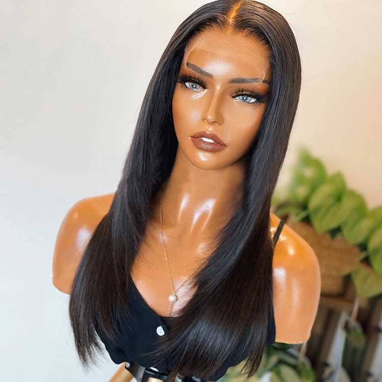 Brazilian Human Hair Wig Hd Lace Pre Plucked Lace Front Wigs With Baby Hair 40 Inch Bone Straight Human Hair Wig