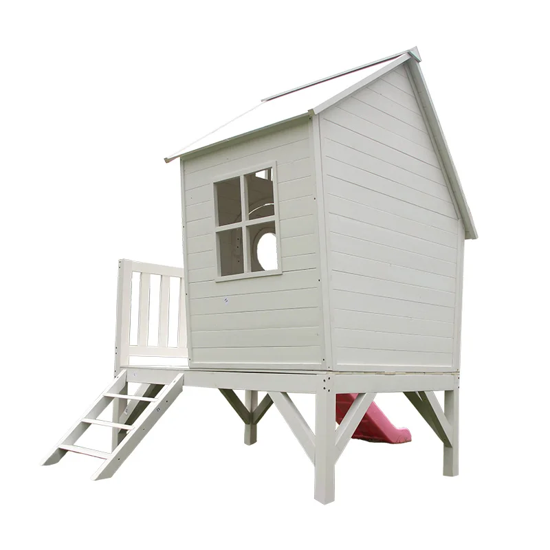 Wood Frame Playhouses outdoor playground home kids and children backyard wooden play swing set with climber