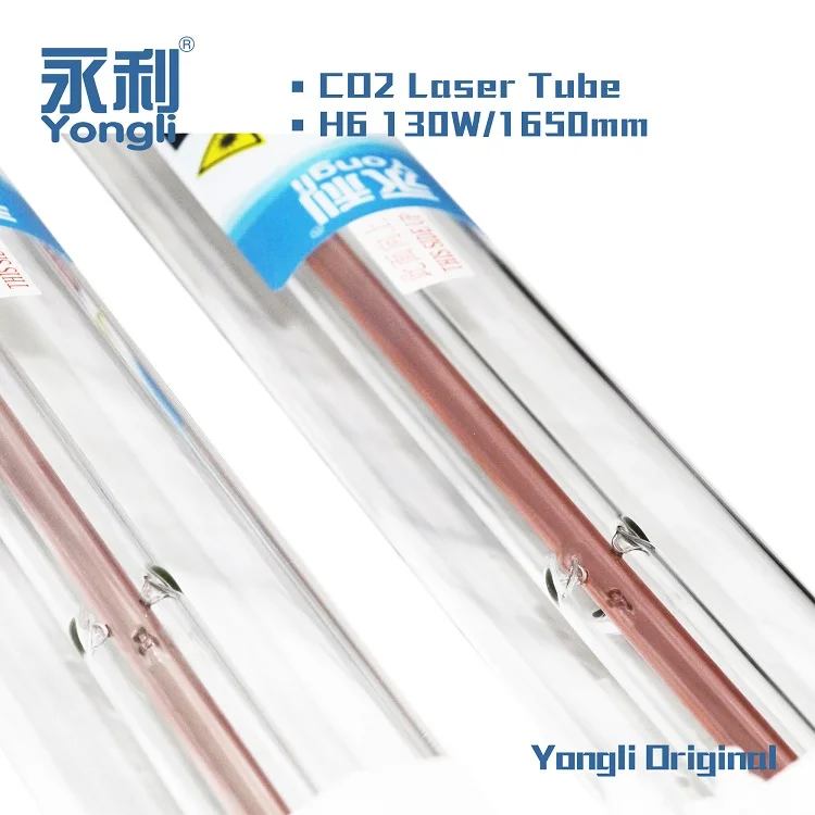 Top Manufacturer Yongli Customizable CO2 Laser Tube 130w 160w H6 for Metal Acrylic Wood Stone Materials Engraving