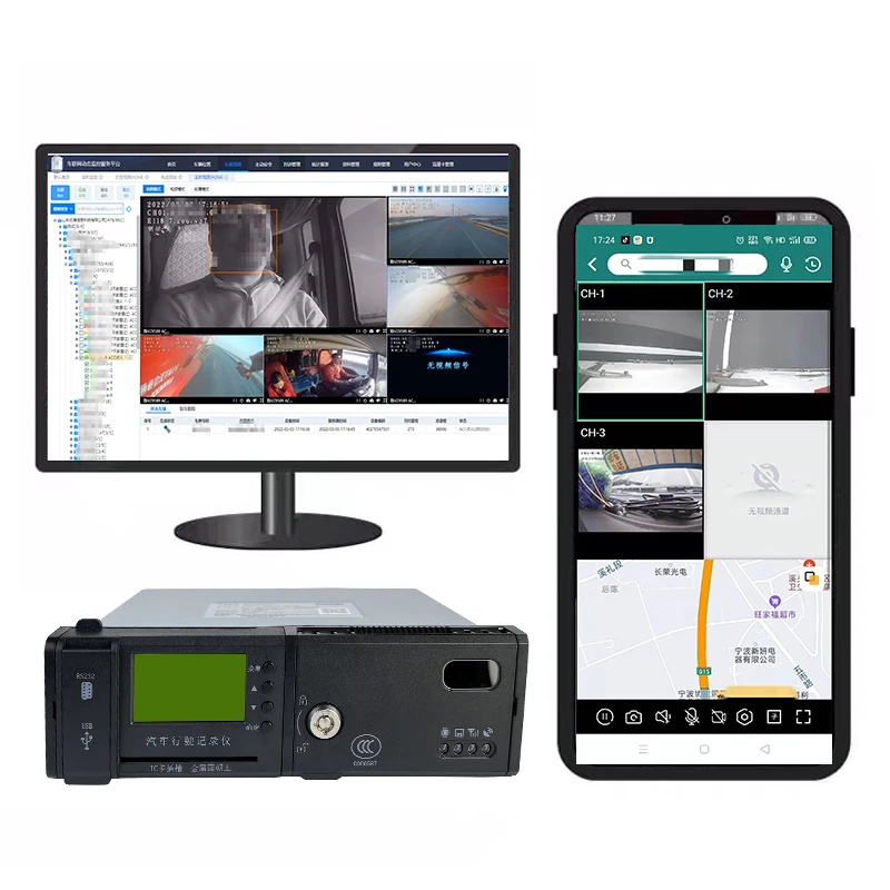 4 channel mobile dvr GPS 4G ADAS DSM BSD car mirror camera