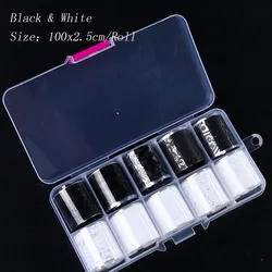 Laser Nail Foil Transfer Stickers Box With Star Paper aps With Black And White Lace Snowflake Nail Foil Remover Wraps