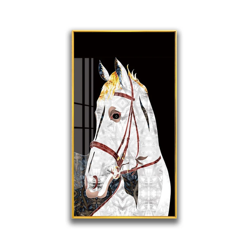 Wholesale custom modern abstract horses Crystal Porcelain Painting For Decor