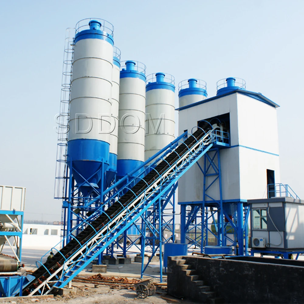 modern  china construction 25-240 Cubic meter per hour Ready mixed fixed stationary concrete mixing plant with cement silo