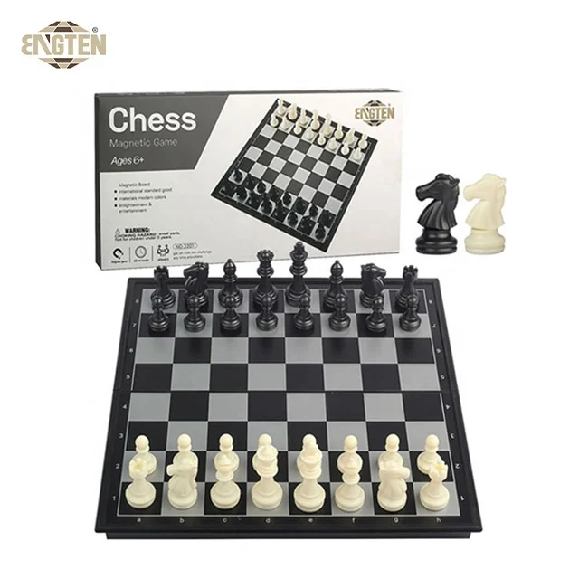 Educational Chess Game Plastic Folding Board Game Set Interior  Storage Chess Pieces Magnetic Custom Chess