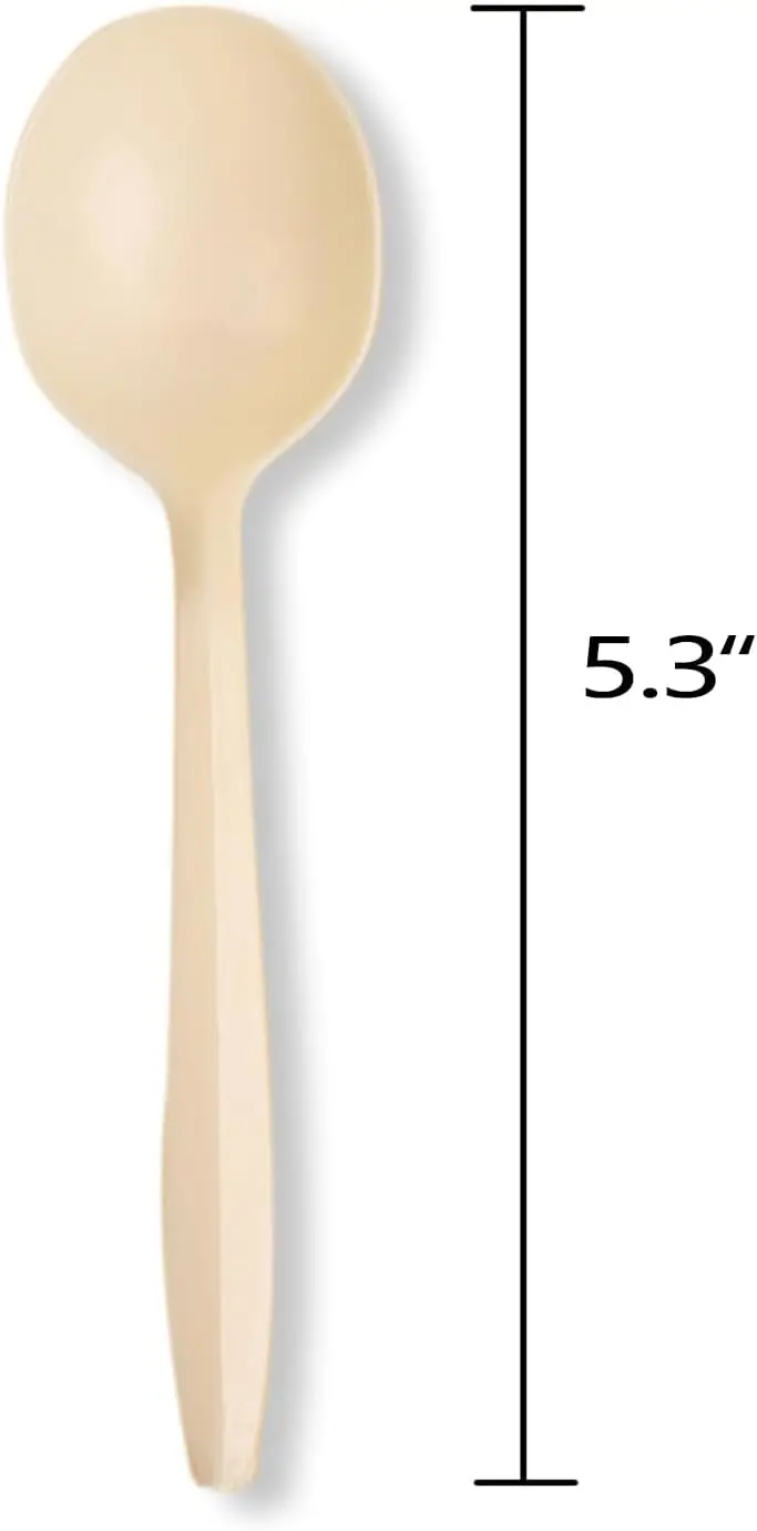 Coral 100% Compostable Heavy Duty Disposable Cutlery 120 No Plastic Spoons 6.5 Inch Break-Resistant Smooth Edges Ocean Friendly