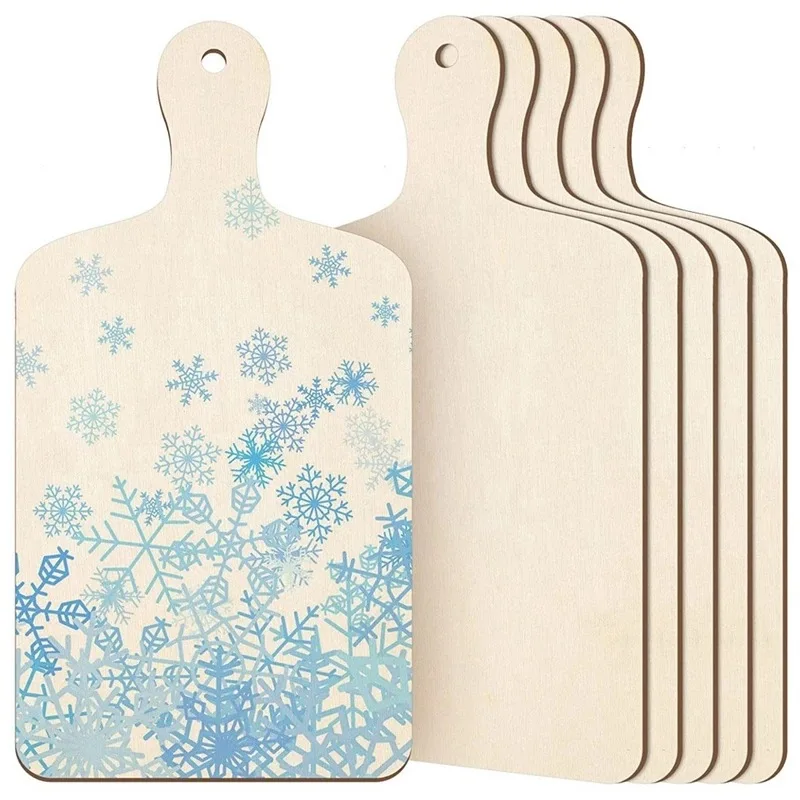 Wholesale 6-PCS Set DIY Wood Chip Christmas Decoration Children Dinner Plate Wooden Placemat Mini Wooden Chopping Board