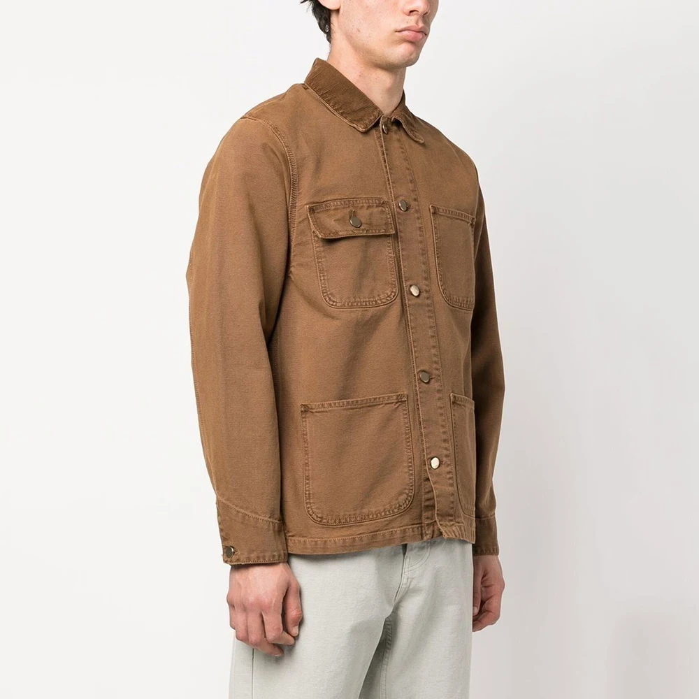 OEM Custom Men Canvas Work Jacket Men Casual Outdoor Streetwear RidingJacket Denim Button Up Coat Oversize Jeans Jacket For Men