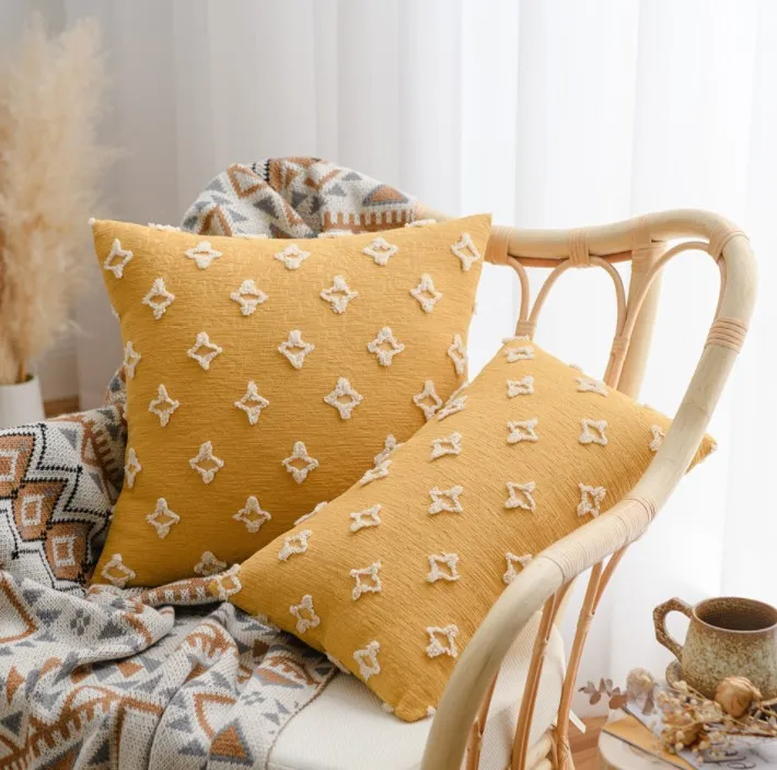 Manufacturer Sitting Room Decorative Euro Pillow Cover Cotton Linen Floral Couch Pillows 18 x 18 Sofa Boho Throw Pillow Covers